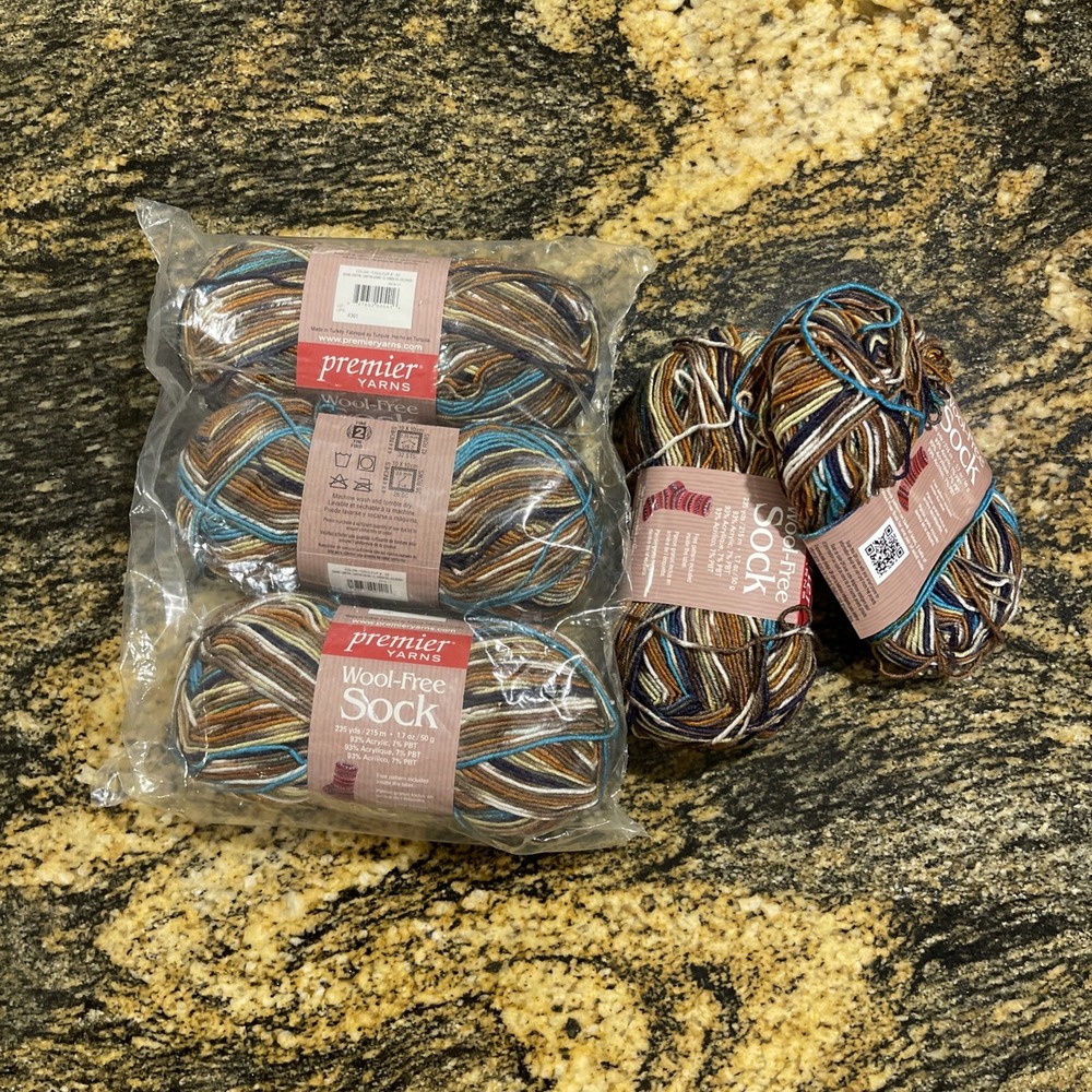 Lot of 4+ Skeins Premier‎ Wool-Free Sock Yarn 235 yds 1.7 Oz Grand Canyon #2 New